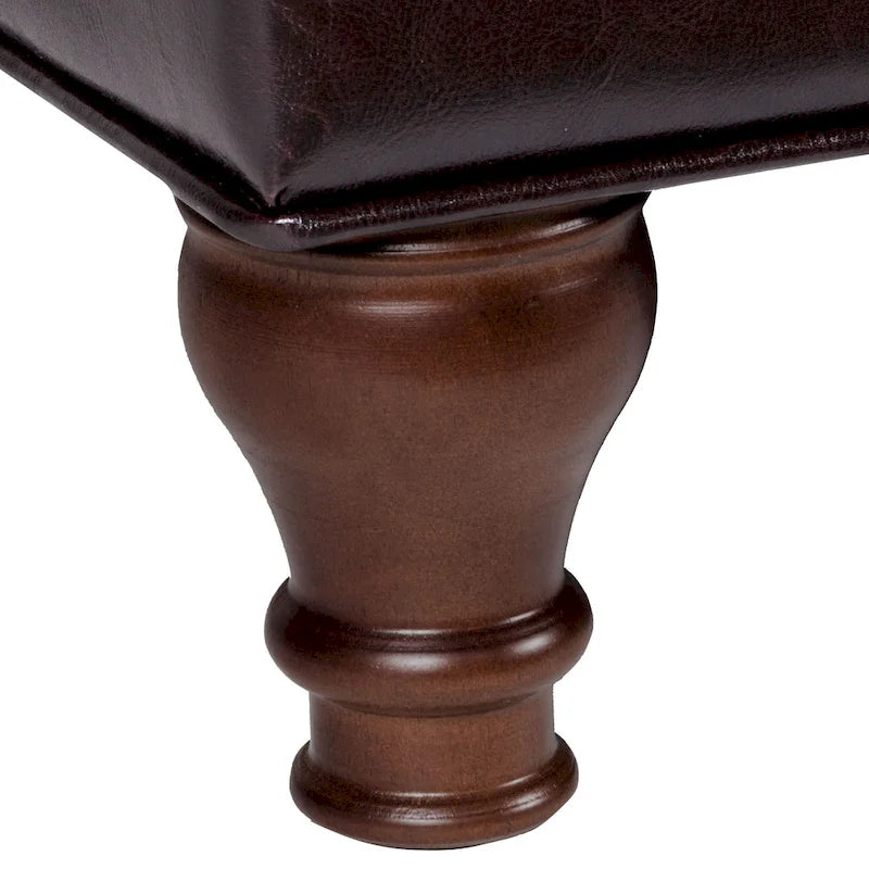 Grand banc de rangement capitonné en similicuir - Brun expresso