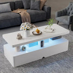 Table basse moderne et élégante avec lumières LED 16 couleurs, design double couche pour salon