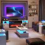 Table basse moderne et élégante avec lumières LED 16 couleurs, design double couche pour salon