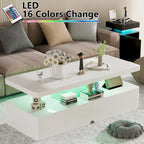 Table basse moderne et élégante avec lumières LED 16 couleurs, design double couche pour salon