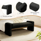 Banc de chambre tapissé Bauhaus avec piètement déporté - Polyester texturé