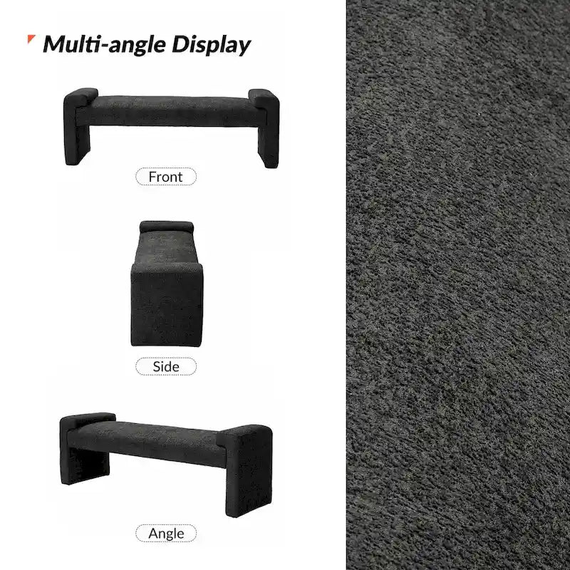 Banc de chambre tapissé Bauhaus avec piètement déporté - Polyester texturé