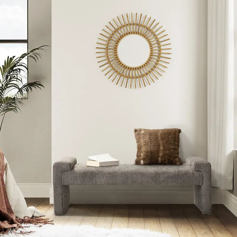 Banc de chambre tapissé Bauhaus avec piètement déporté - Polyester texturé
