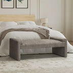 Banc de chambre tapissé Bauhaus avec piètement déporté - Polyester texturé