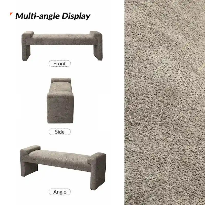 Banc de chambre tapissé Bauhaus avec piètement déporté - Polyester texturé