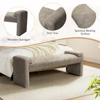 Banc de chambre tapissé Bauhaus avec piètement déporté - Polyester texturé