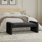 Banc de chambre tapissé Bauhaus avec piètement déporté - Polyester texturé