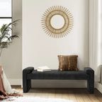 Banc de chambre tapissé Bauhaus avec piètement déporté - Polyester texturé