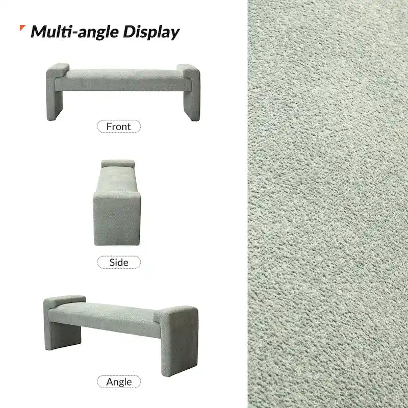 Banc de chambre tapissé Bauhaus avec piètement déporté - Polyester texturé