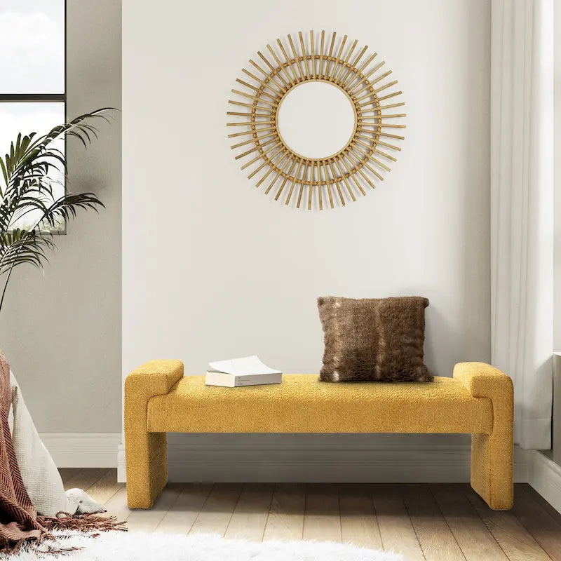 Banc de chambre tapissé Bauhaus avec piètement déporté - Polyester texturé