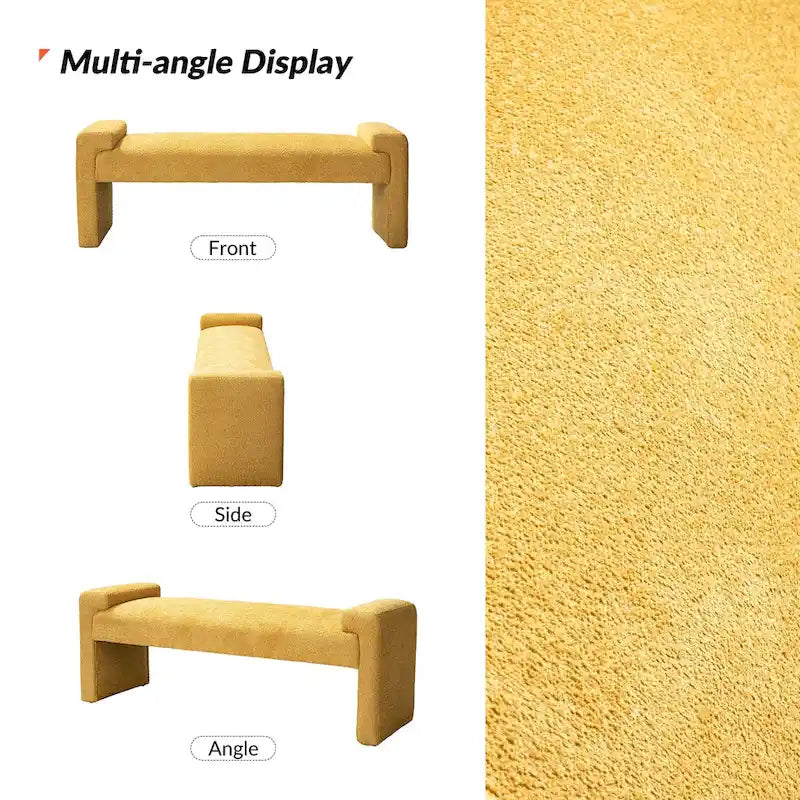 Banc de chambre tapissé Bauhaus avec piètement déporté - Polyester texturé