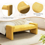 Banc de chambre tapissé Bauhaus avec piètement déporté - Polyester texturé