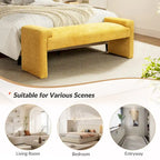 Banc de chambre tapissé Bauhaus avec piètement déporté - Polyester texturé
