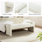 Banc de chambre tapissé Bauhaus avec piètement déporté - Polyester texturé