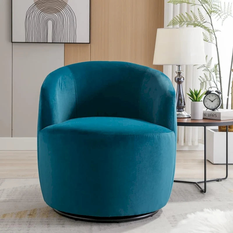 Fauteuil pivotant d'appoint en tissu velours avec anneau métallique thermolaqué