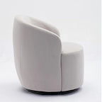 Fauteuil pivotant d'appoint en tissu velours avec anneau métallique thermolaqué