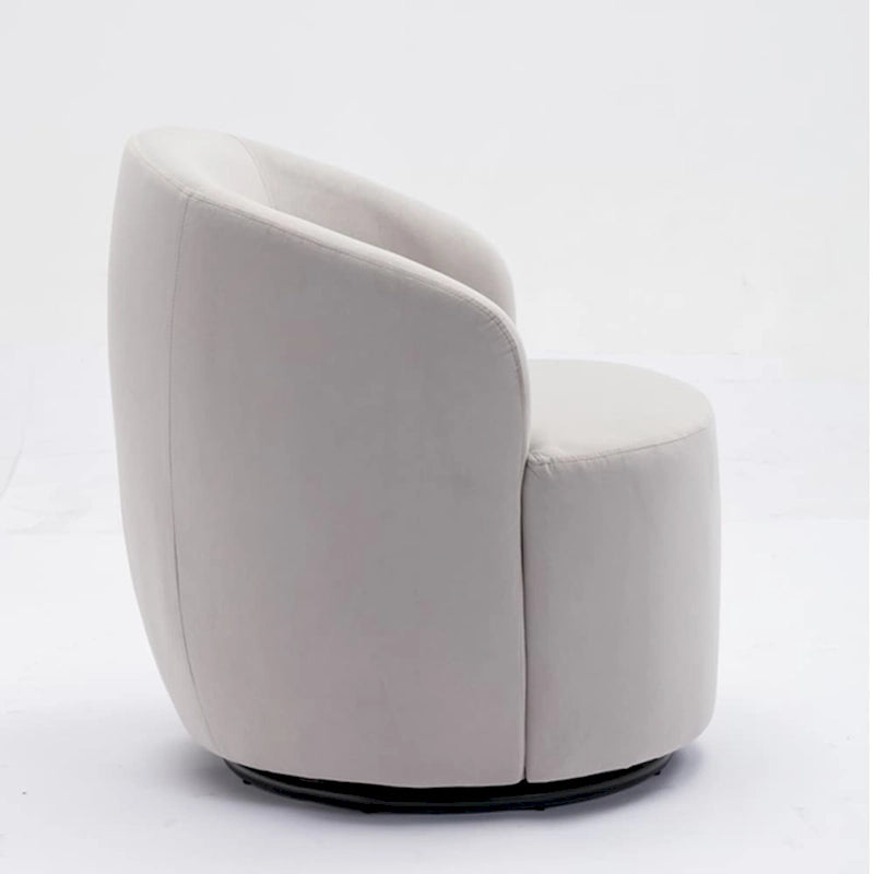 Fauteuil pivotant d'appoint en tissu velours avec anneau métallique thermolaqué