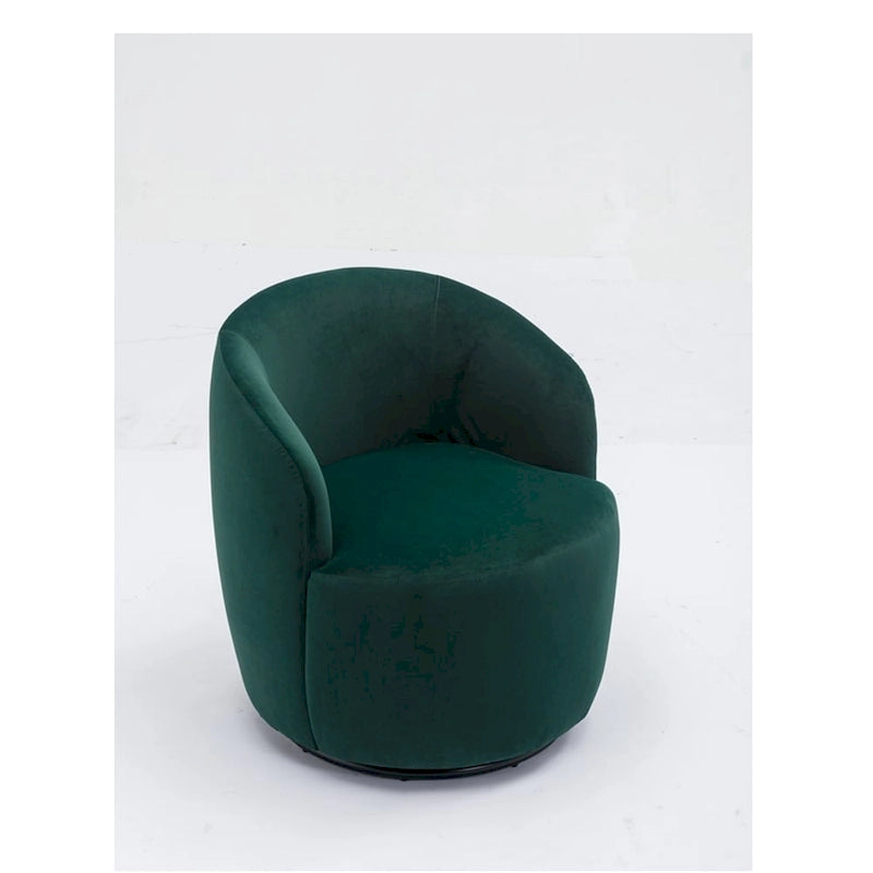 Fauteuil pivotant d'appoint en tissu velours avec anneau métallique thermolaqué