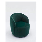Fauteuil pivotant d'appoint en tissu velours avec anneau métallique thermolaqué