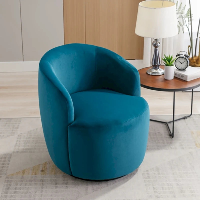 Fauteuil pivotant d'appoint en tissu velours avec anneau métallique thermolaqué