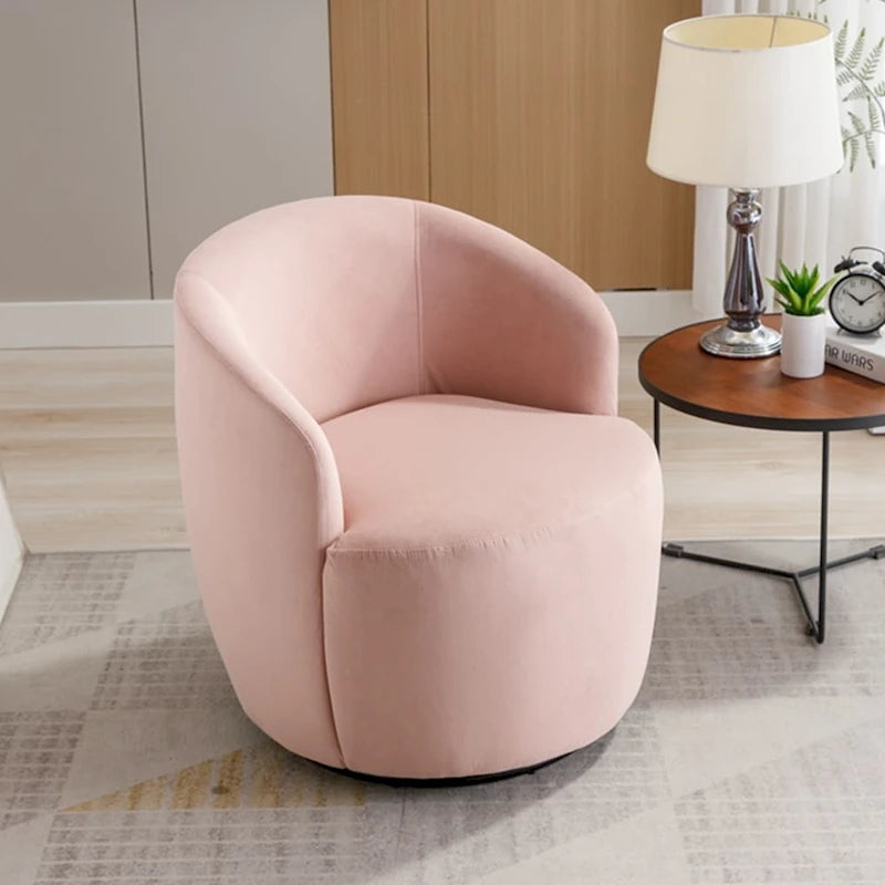 Fauteuil pivotant d'appoint en tissu velours avec anneau métallique thermolaqué