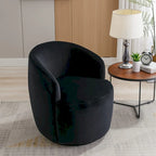 Fauteuil pivotant d'appoint en tissu velours avec anneau métallique thermolaqué