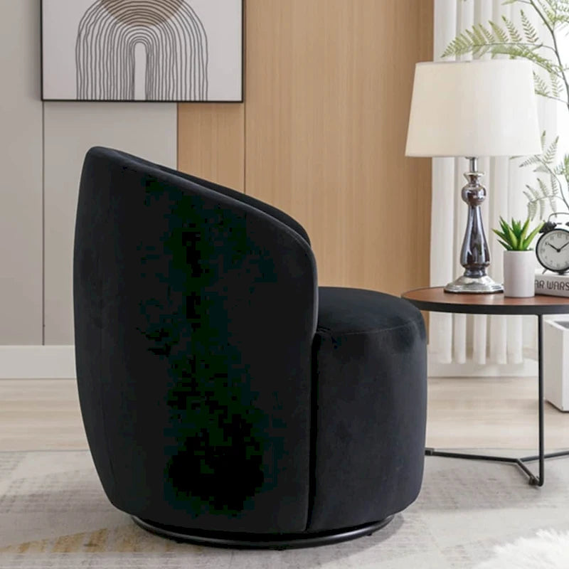 Fauteuil pivotant d'appoint en tissu velours avec anneau métallique thermolaqué