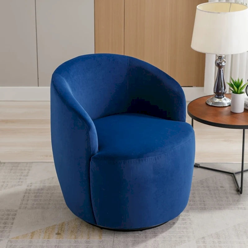 Fauteuil pivotant d'appoint en tissu velours avec anneau métallique thermolaqué