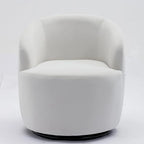 Fauteuil pivotant d'appoint en tissu velours avec anneau métallique thermolaqué