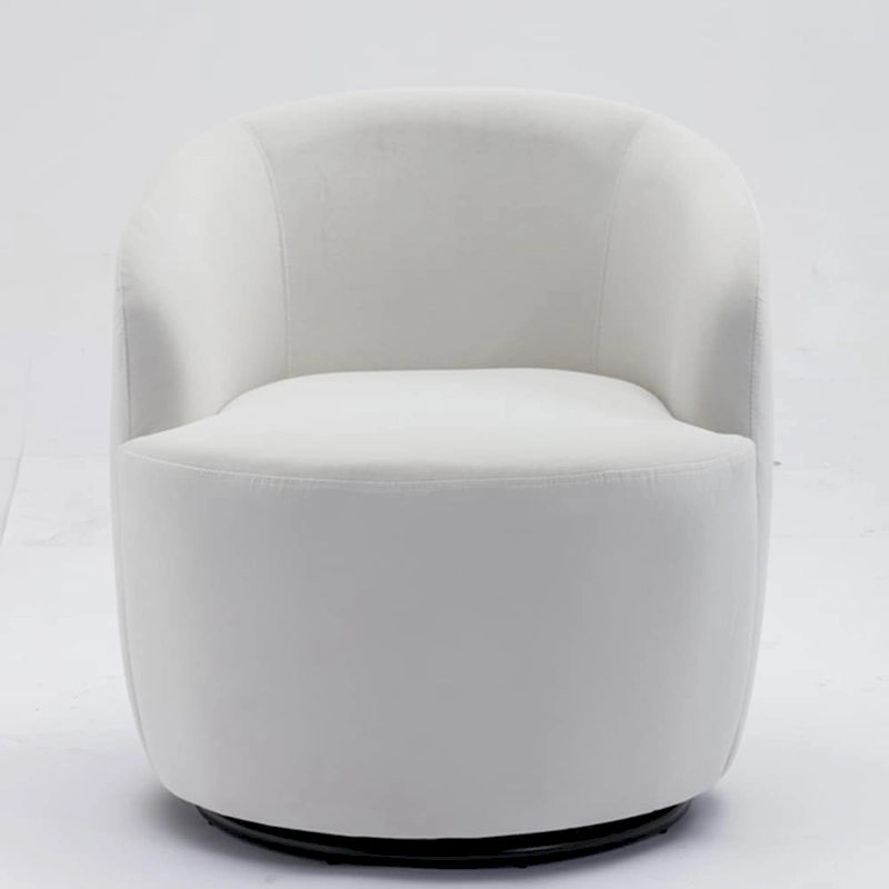 Fauteuil pivotant d'appoint en tissu velours avec anneau métallique thermolaqué