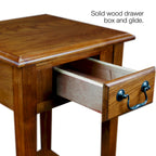 Table d'appoint carrée avec un tiroir et une étagère inférieure - Table de bout pour salon