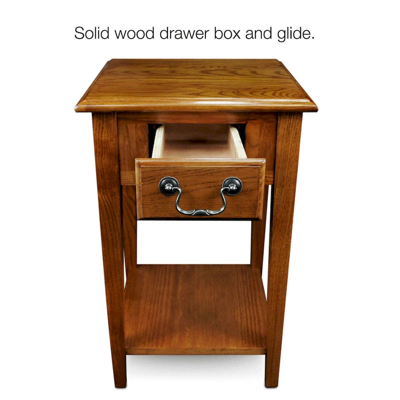 Table d'appoint carrée avec un tiroir et une étagère inférieure - Table de bout pour salon