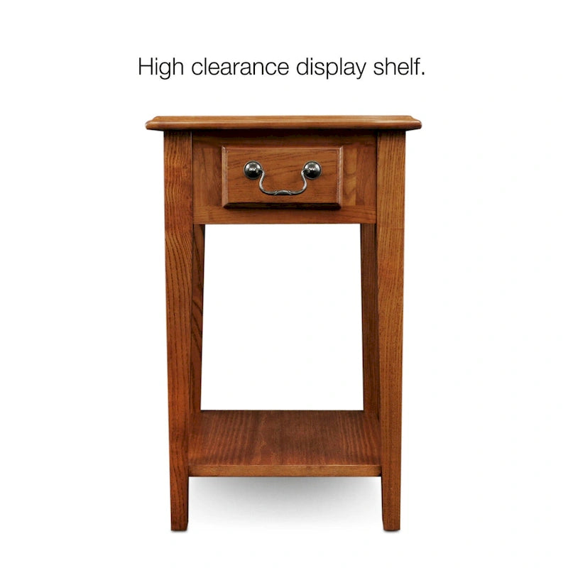 Table d'appoint carrée avec un tiroir et une étagère inférieure - Table de bout pour salon