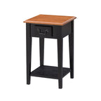 Table d'appoint carrée avec un tiroir et une étagère inférieure - Table de bout pour salon