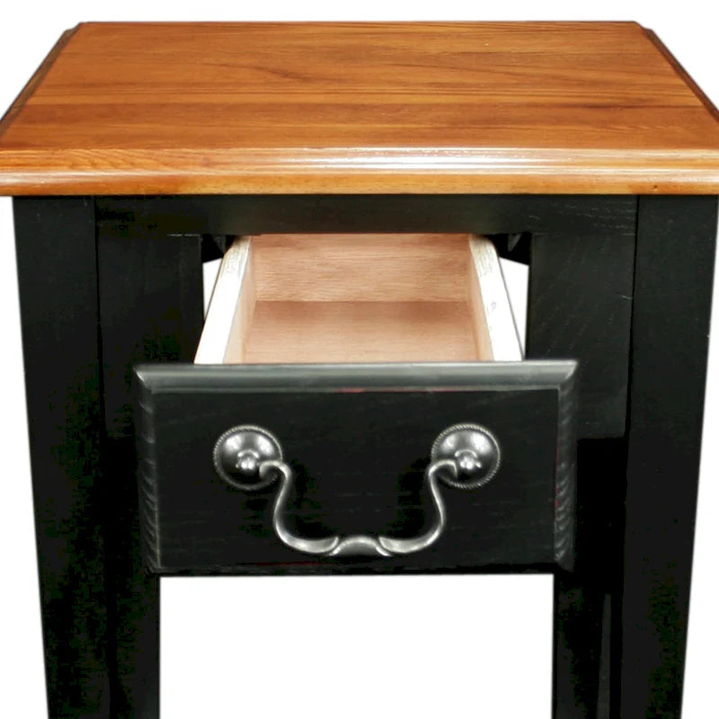 Table d'appoint carrée avec un tiroir et une étagère inférieure - Table de bout pour salon
