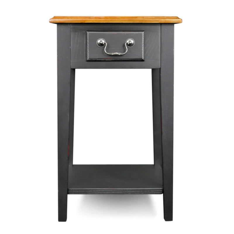 Table d'appoint carrée avec un tiroir et une étagère inférieure - Table de bout pour salon