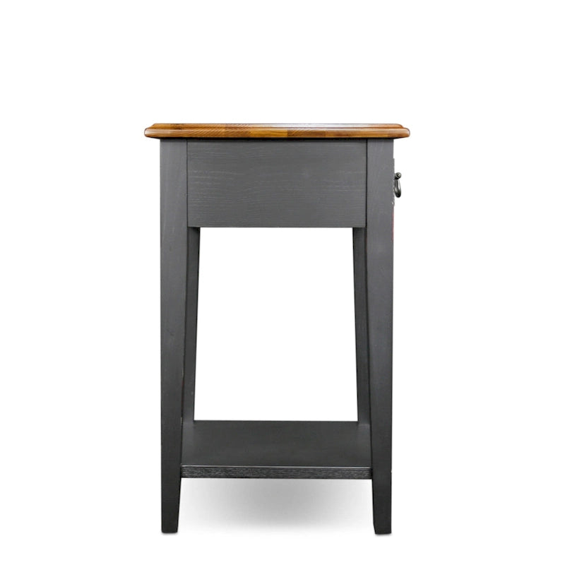 Table d'appoint carrée avec un tiroir et une étagère inférieure - Table de bout pour salon