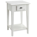 Table d'appoint carrée avec un tiroir et une étagère inférieure - Table de bout pour salon