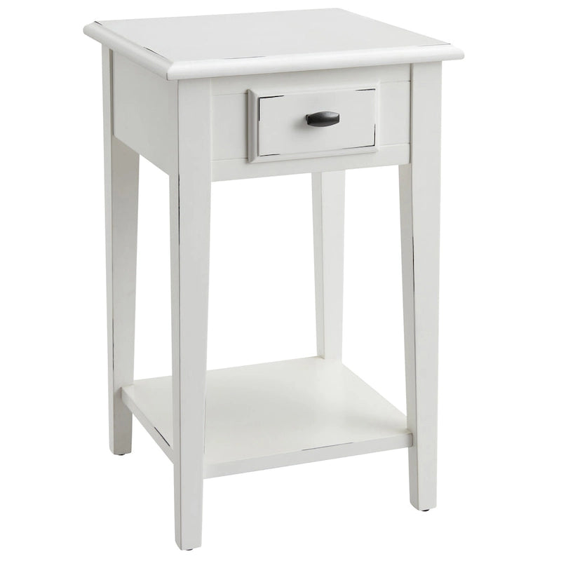 Table d'appoint carrée avec un tiroir et une étagère inférieure - Table de bout pour salon