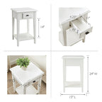 Table d'appoint carrée avec un tiroir et une étagère inférieure - Table de bout pour salon