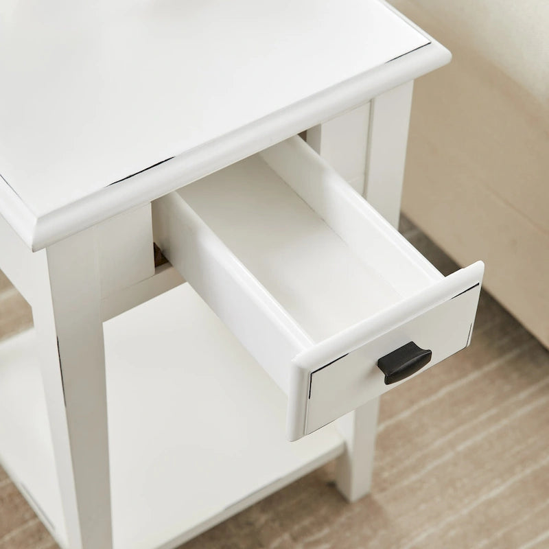 Table d'appoint carrée avec un tiroir et une étagère inférieure - Table de bout pour salon