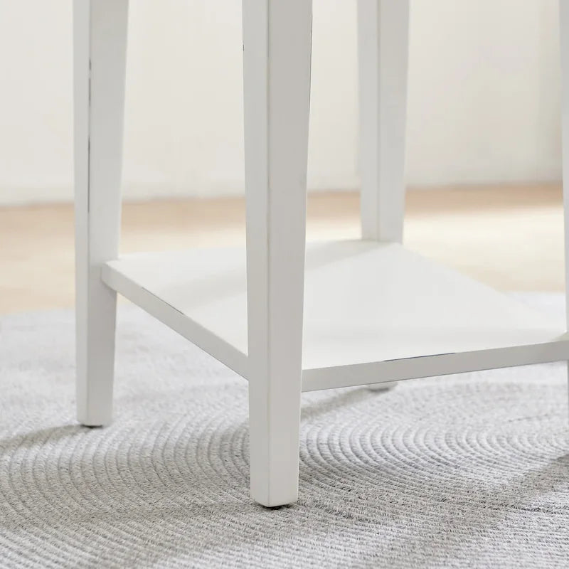 Table d'appoint carrée avec un tiroir et une étagère inférieure - Table de bout pour salon