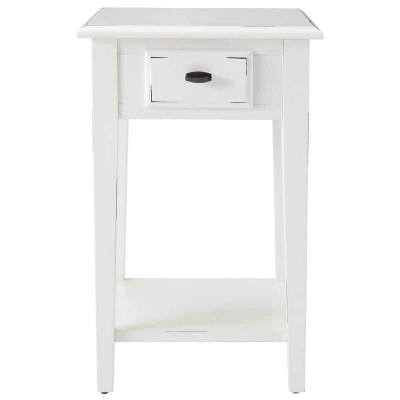 Table d'appoint carrée avec un tiroir et une étagère inférieure - Table de bout pour salon