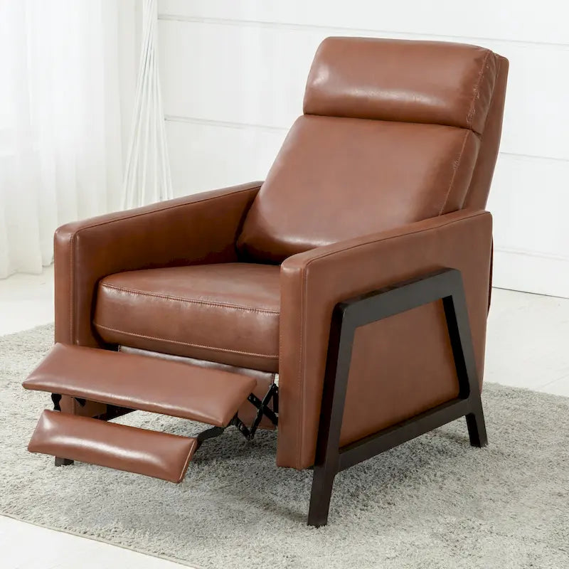 Fauteuil inclinable dossier poussoir Mid-Century Modern avec haut dossier moelleux