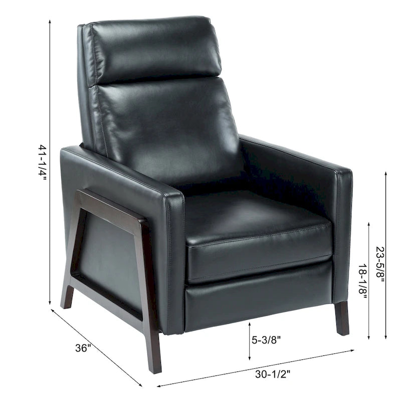 Fauteuil inclinable dossier poussoir Mid-Century Modern avec haut dossier moelleux