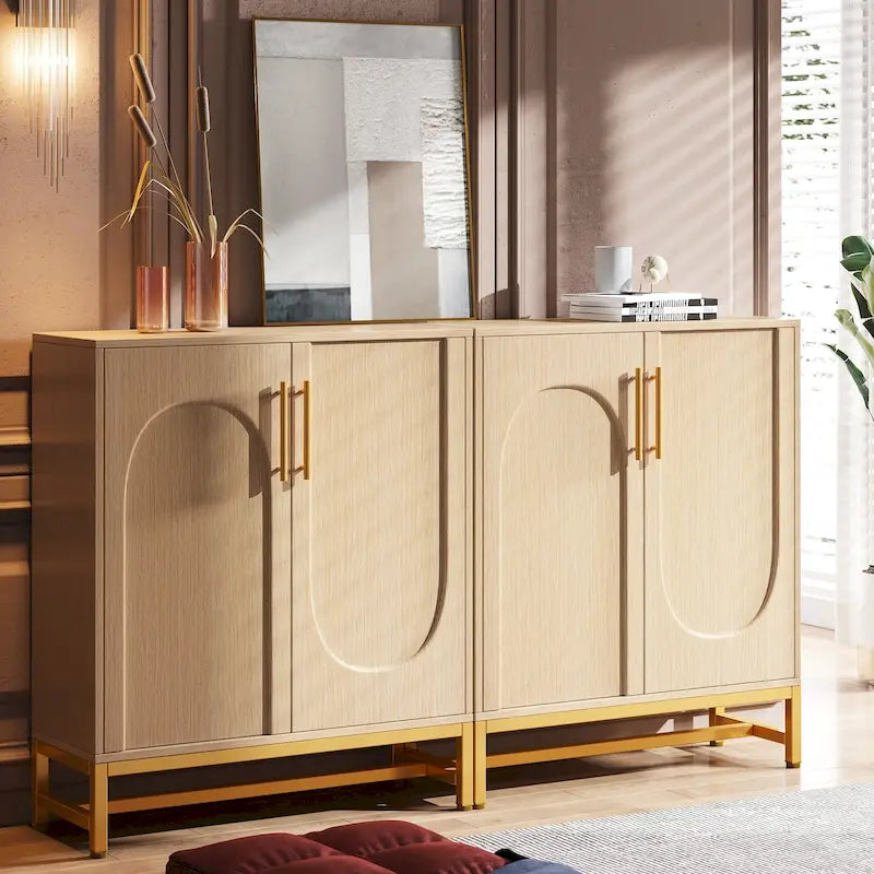 Bahut de rangement, Buffet moderne 4 portes avec étagère réglable pour salon, cuisine, salle à manger, couloir