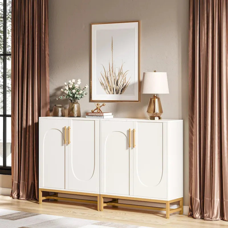Bahut de rangement, Buffet moderne 4 portes avec étagère réglable pour salon, cuisine, salle à manger, couloir