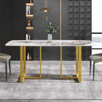 Table à manger rectangulaire moderne en pierre frittée de 180 cm pour 8 personnes