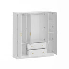 Armoire penderie en bois avec miroir pleine longueur, 4 portes et 2 tiroirs