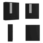 Armoire penderie en bois avec miroir pleine longueur, 4 portes et 2 tiroirs
